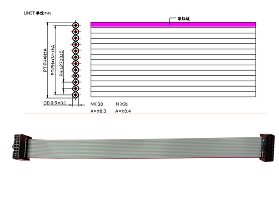 PVC Female Male 28 AWG 1.27mm Flexible Flat Cable