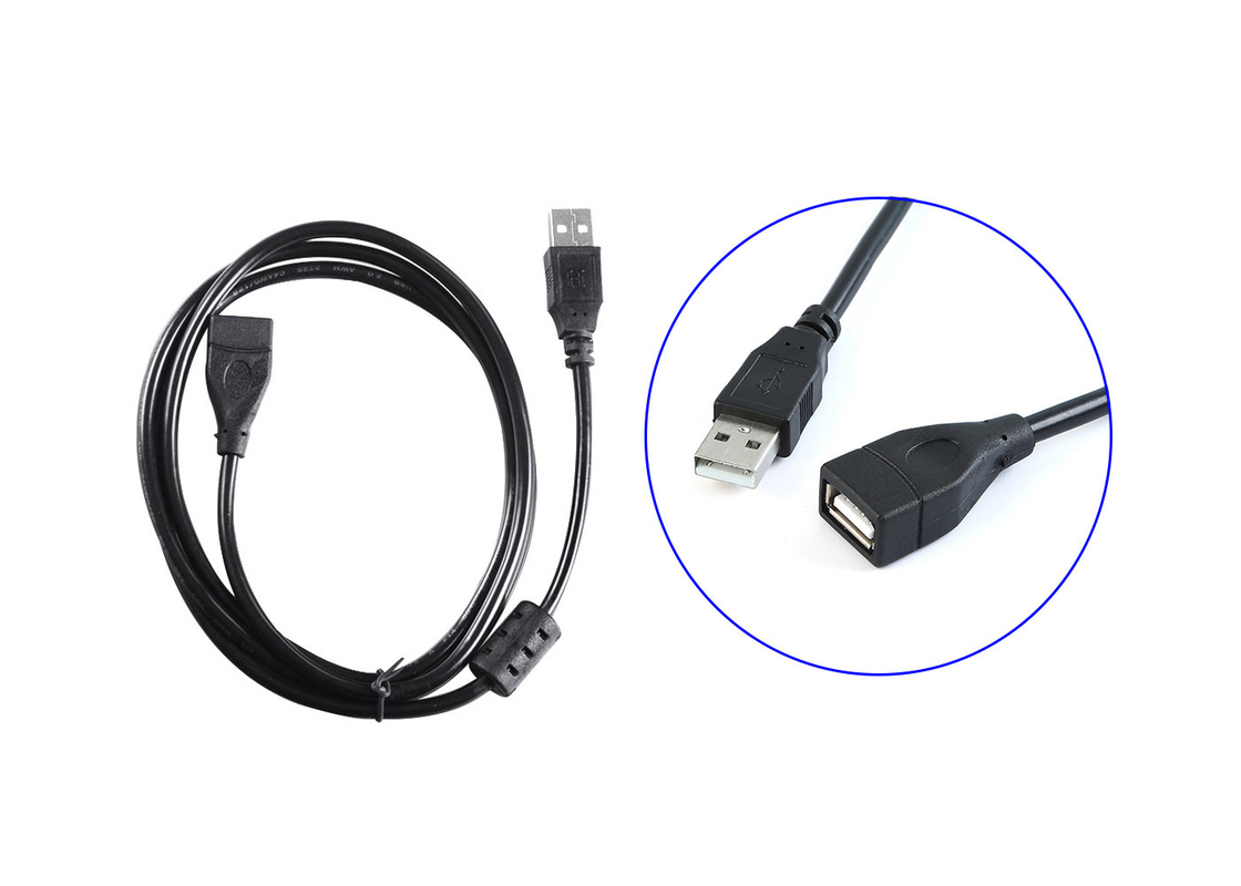 UL 4.8mm 4 Core 1.5m USB Male To Female Cable